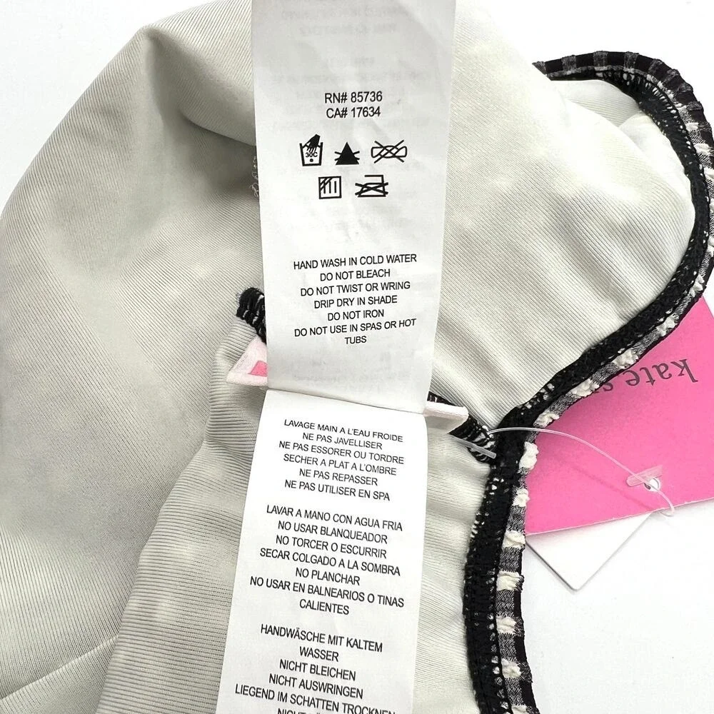KATE SPADE High Waist Bikini Bottom Women Medium Black Gingham Seersucker Swim